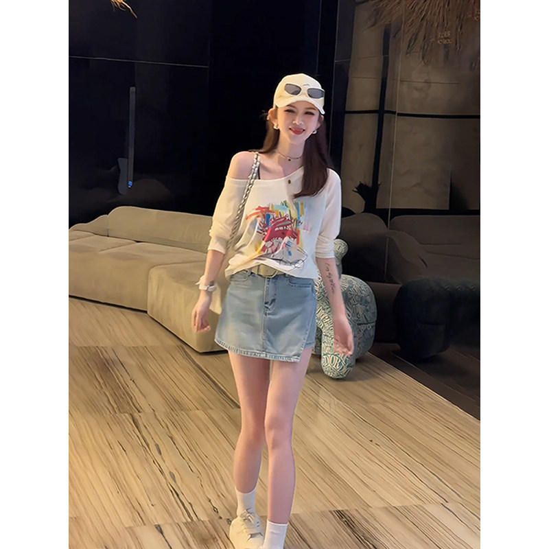 时尚轻薄微透小众印花空调衫上衣女2026夏季爆款洋气日常百搭t恤