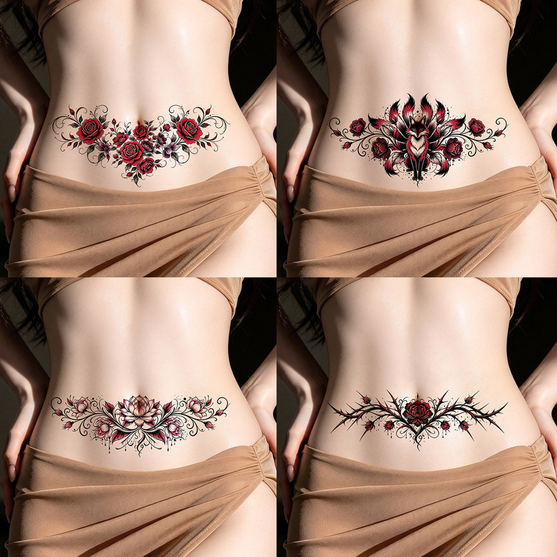 8 Colorful Tattoo Stickers for Men and Women, Long-Lasting, Waterproof, High-End, Lower Abdomen Scar Cover, Sexy Patterns, Disposable 8 Colorful Tattoo Stickers for Men and Women, Long-Lasting, Waterproof, High-End, Lower Abdomen Scar Cover, Sexy Patterns, Disposable