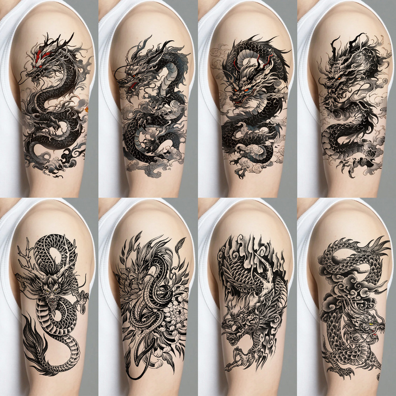 Colorful Tattoo Stickers for Arms, Men and Women, Long-Lasting Waterproof Realistic Tattoo with a High-End Feel, Covering Scars, Dragon Pattern