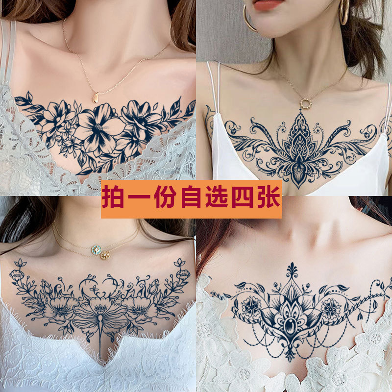 Herbal Tattoo Stickers for Women, Long-Lasting, High-End, Waterproof, Anti-Rubbing, Non-Reflective, Covering Small and Large Patterns on the Chest and Lower Abdomen