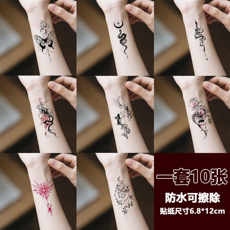 Colorful Tattoo Stickers Waterproof for Men and Women, Long-Lasting Scar-Covering Set, Arm Tattoo Snake-Shaped Pattern