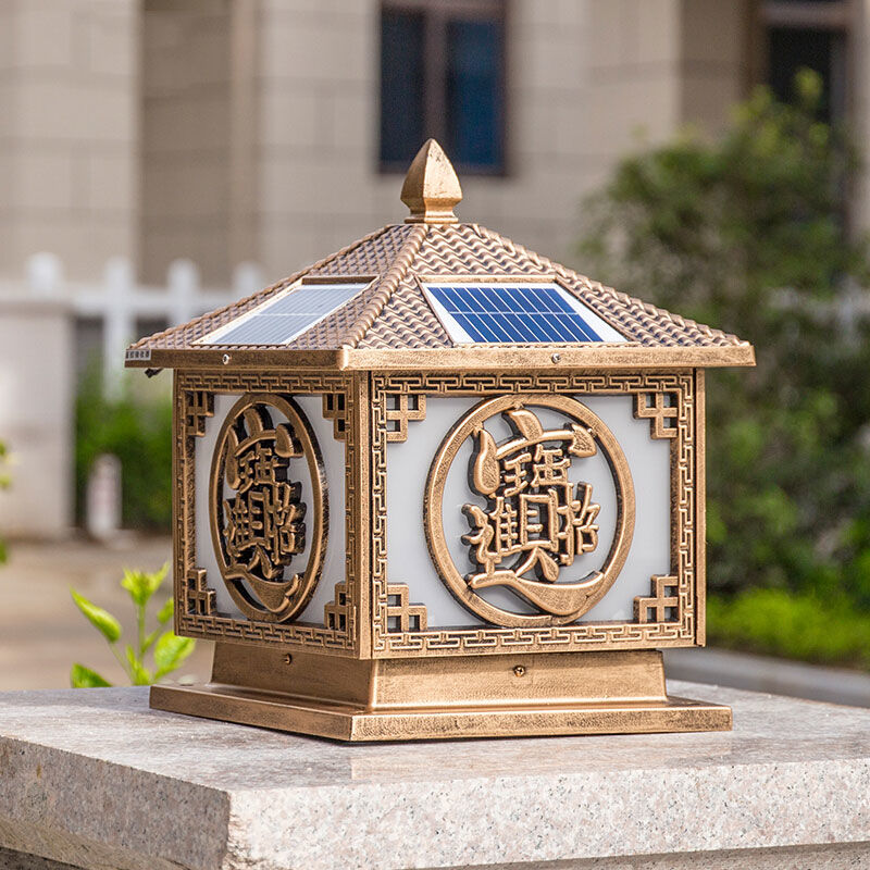 Solar column head lamp outdoor waterproof square wall lamp European style villa gate pillar home garden wall head lamp