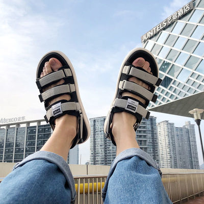 fzop凉鞋男士夏季时尚沙滩鞋两用防滑外穿新款潮流休闲情侣拖鞋男
