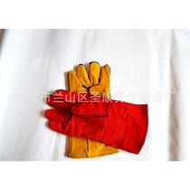 Extended two-layer full cowhide welding gloves wear-resistant and high-temperature resistant red extended two-layer welding gloves