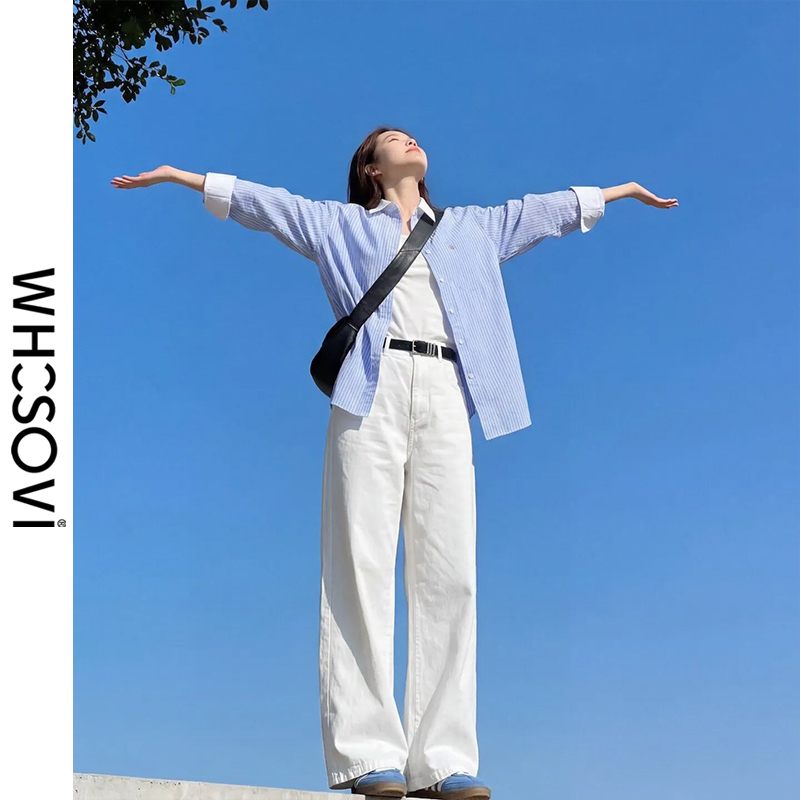 White Straight-Leg Jeans for Women, Summer Thin Style, 2026 New Model, Petite High-Waisted, Slimming, Drapey, High-End Wide-Leg Pants White Straight-Leg Jeans for Women, Summer Thin Style, 2026 New Model, Petite High-Waisted, Slimming, Drapey, High-End Wide-Leg Pants