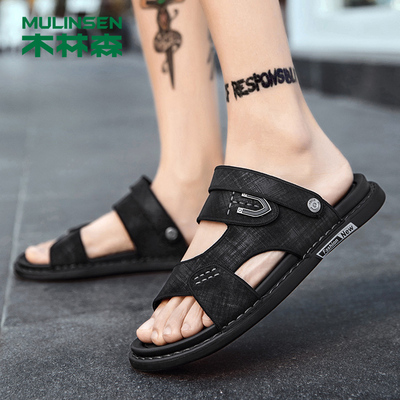 木林森凉鞋男开车两用2021新款潮夏季软底男士沙滩鞋休闲外穿凉拖