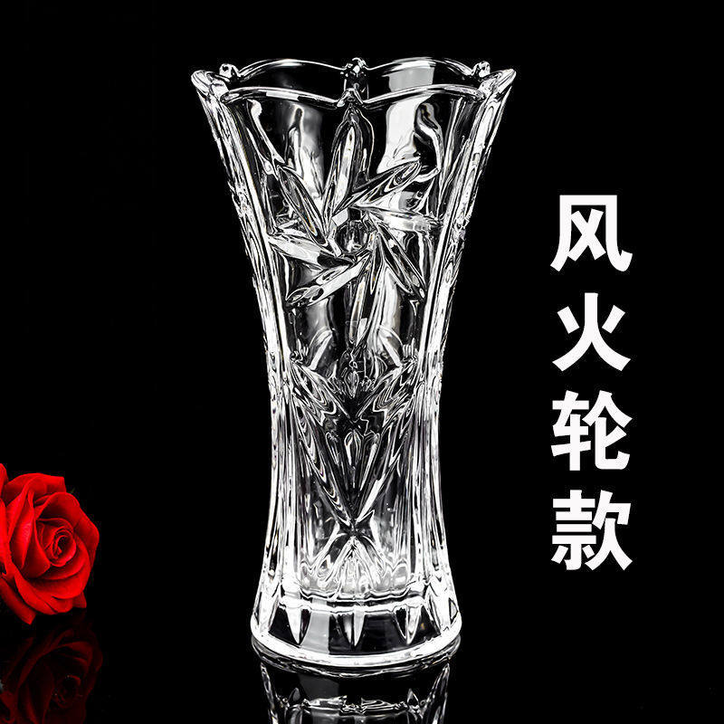 Nordic vase glass transparent home large water-raised rich bamboo lily flower arrangement dried flower flower vase living room decoration