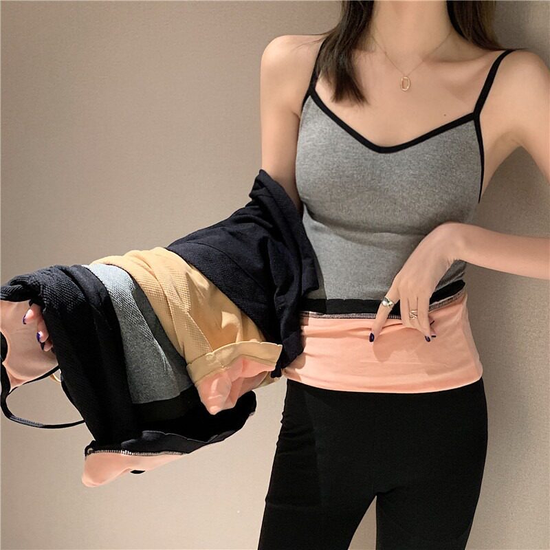 8823 autumn and winter seamless velvet sling warm vest women's belt thick chest pad cross beauty back underlay heating underwear