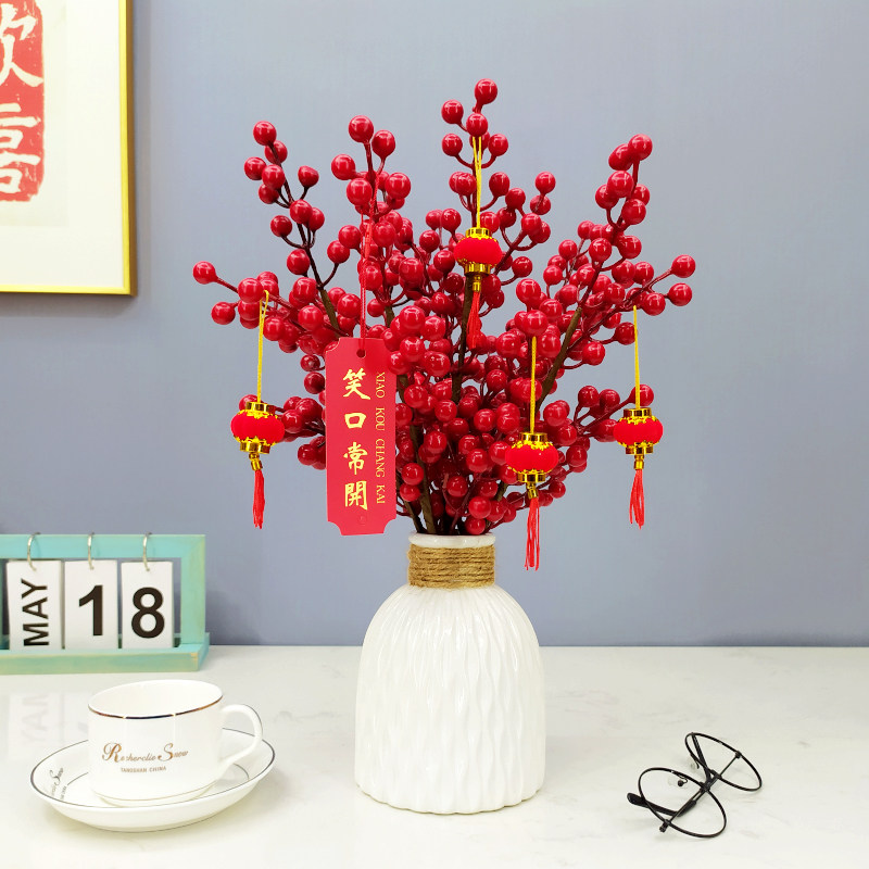 Year of Lunar New Year Flower emulation Auspicious Fruits Fu Barrels of Finance Fruit Chinese style Wind Living Room Corporate Front Desk Decorative New Year Home Furnishing