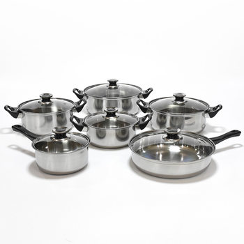 Cross-border supply stainless steel 12-piece pot gas stove induction cooker suitable for pans kitchen cooking pots