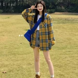 Желтая летняя рубашка, куртка, небольшой лонгслив, французский стиль, 2025 года, подходит для подростков, защита от солнца