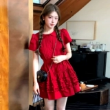 Красная летняя кукла, небольшая мини-юбка, французский стиль, кукольный воротник, подходит для подростков, свободный крой