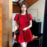 Красная летняя кукла, небольшая мини-юбка, французский стиль, кукольный воротник, подходит для подростков, свободный крой