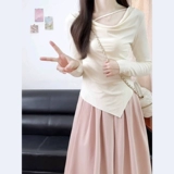 Весенний лонгслив, комплект, французский стиль, подходит для подростков, изысканный стиль