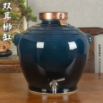 Jingdezhen ceramic wine jar with faucet household 10kg 20kg 30kg 50 wine tank ancient wind cellar wine jar
