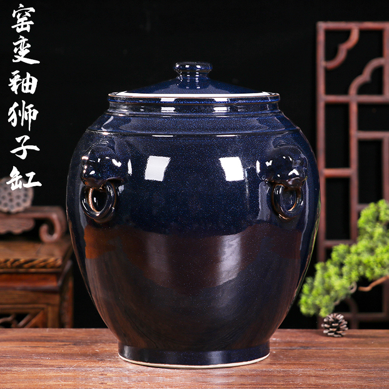 Jingdezhen ceramic rice tank with lid household 30kg 50kg 100 old-fashioned Rice Box Kitchen insect-proof moisture storage rice pot