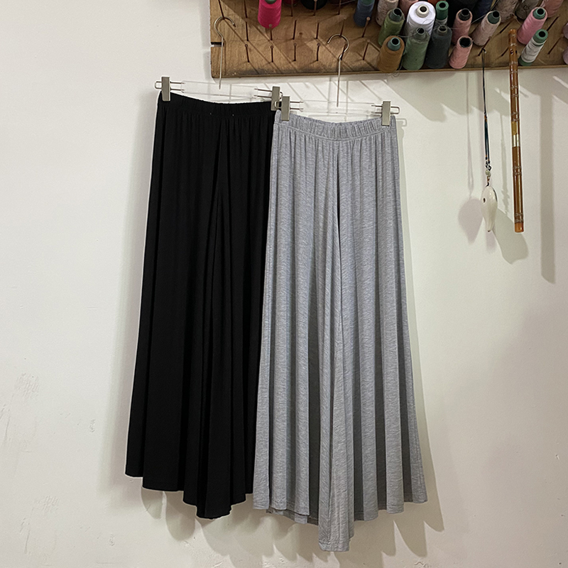 Elastic Waist Pleated Flowy Pants Skirt for Women, Summer Modal Drapey Wide-Leg Pants, Loose and Slimming, Casual