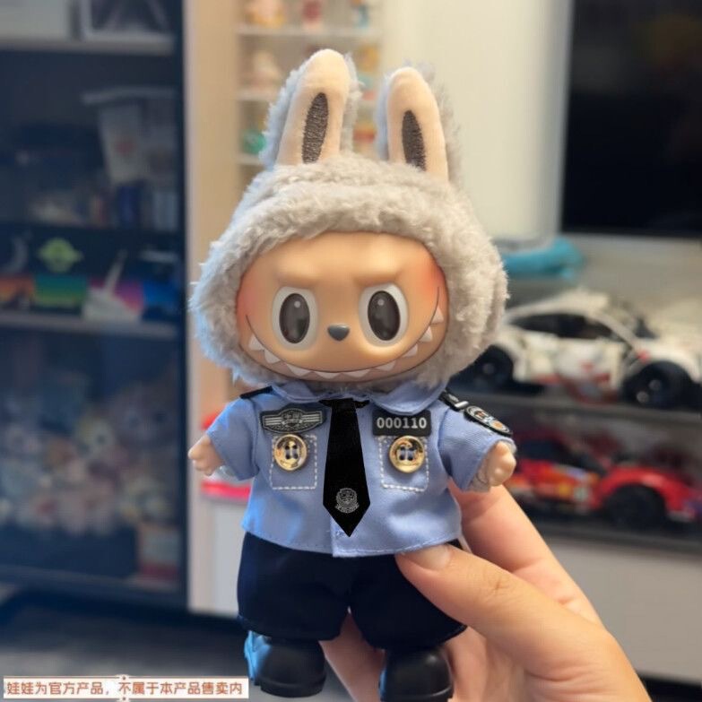 Only Doll Clothes】Labubu Doll Clothes 17cm First, Second, and Third Generation Labubu Pendant Cosplay Police Costume Replacement Outfit