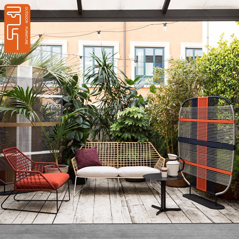 Outdoor courtyard balcony rattan leisure sofa rattan chair combination waterproof and sunscreen aluminum alloy Nordic design net red