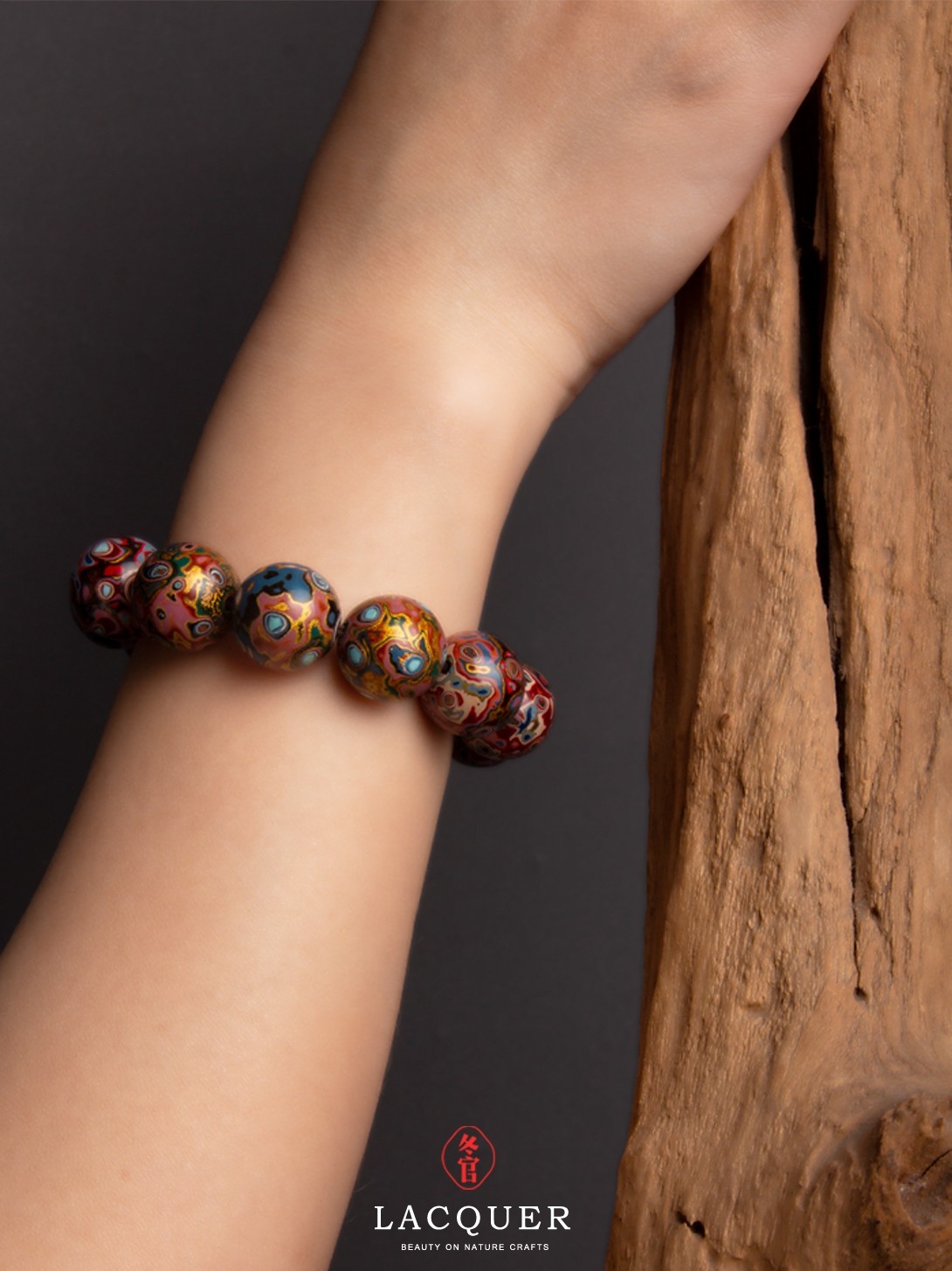 donguan winter official lacquerware handmade large lacquer bead bracelet diy Buddha bead bracelet men and women necklace jewelry evening purple brocade