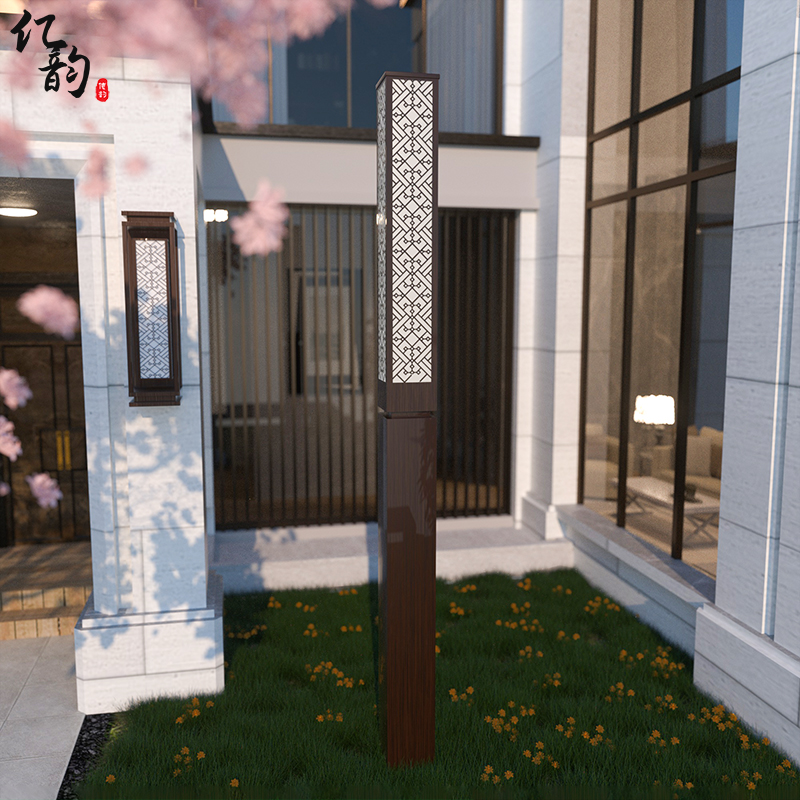 Landscape square lamp outdoor garden villa community park hotel lawn high pole antique new Chinese garden lighting