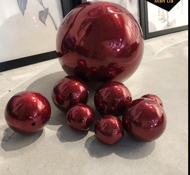 Stainless Steel Balls Colored Metal Round Hollow Balls Merchant City Shop Window Beidian Face Suspended Ceiling Decoration Ball Red Mini Pendant
