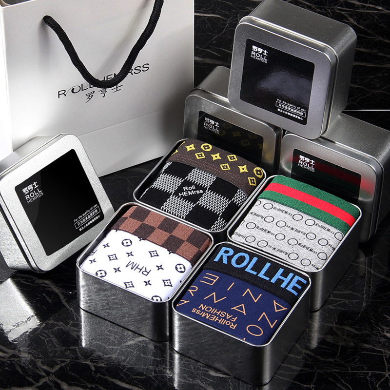 Model underpants men four corners without trace men's flat pants luxury trend personally pure cotton grade breathable pants