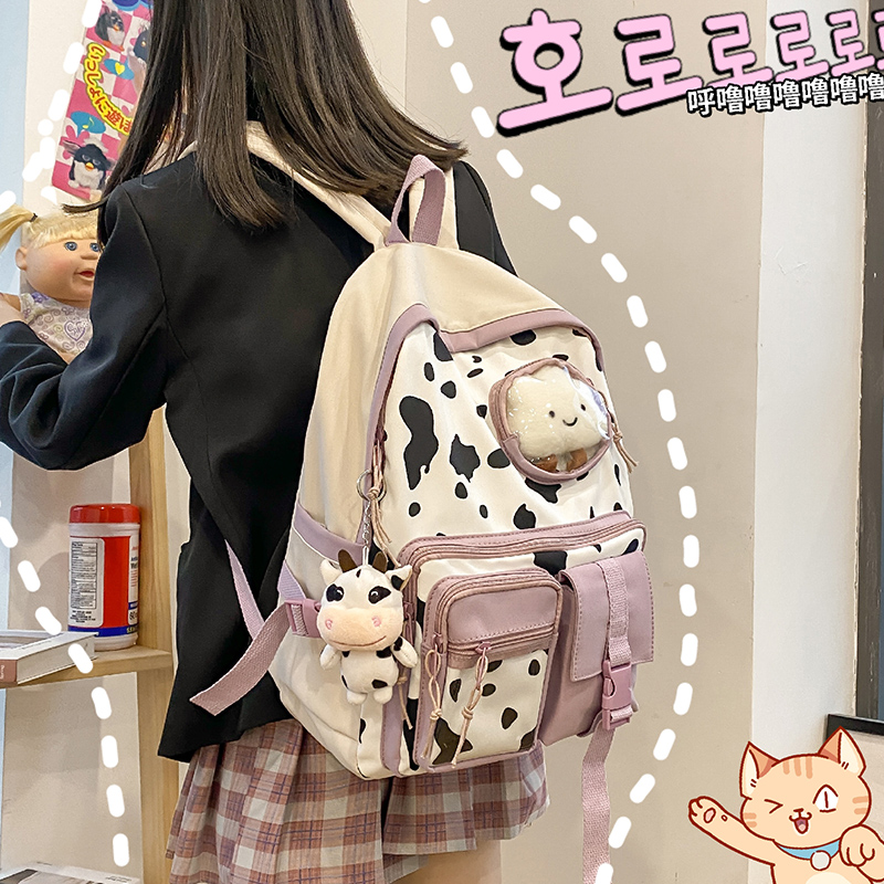Japanese schoolbag female primary school student ins2021 Korean Senior high school student cow junior high school student large capacity backpack