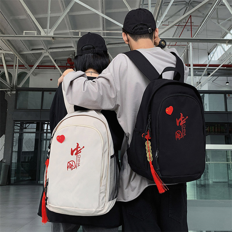 Chinese style backpack male shoulder bag female 2021 new large capacity schoolbag female college student junior high school student