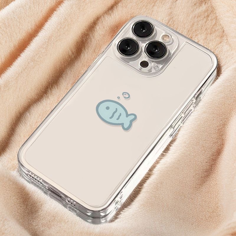 Little Cat Wants Little Fish Is Suitable for Apple iPhone 17/16 Phone Case, 14 Soft, 13 Applicable, Creative 12 Promax Case, 11 Simple Transparent Couple Style