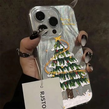 Gold Dot Christmas Tree Is Suitable for Apple 16Promax/14Plus Phone Case 15Pro/13 Feather Yarn 12/11/XS