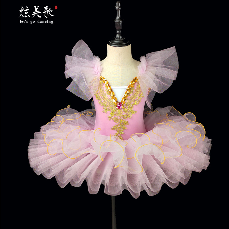 Girl Ballet Dancer Dress New Harness Yarn Dress Child Fluffy Skirt Performance Suit Toddler Little Swan Dance