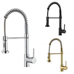 Foreign Trade Spring Faucet with Dual Water Outlets, Retractable Hot and Cold Multifunctional Kitchen Sink Faucet