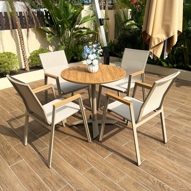 Nordic Outdoor Tables and Chairs, Courtyard Villa Open-Air Balcony Tea Table, Outdoor Trendy Leisure Plastic Wood Table, Aluminum Alloy Dining Table Nordic Outdoor Tables and Chairs, Courtyard Villa Open-Air Balcony Tea Table, Outdoor Trendy Leisure Plastic Wood Table, Aluminum Alloy Dining Table