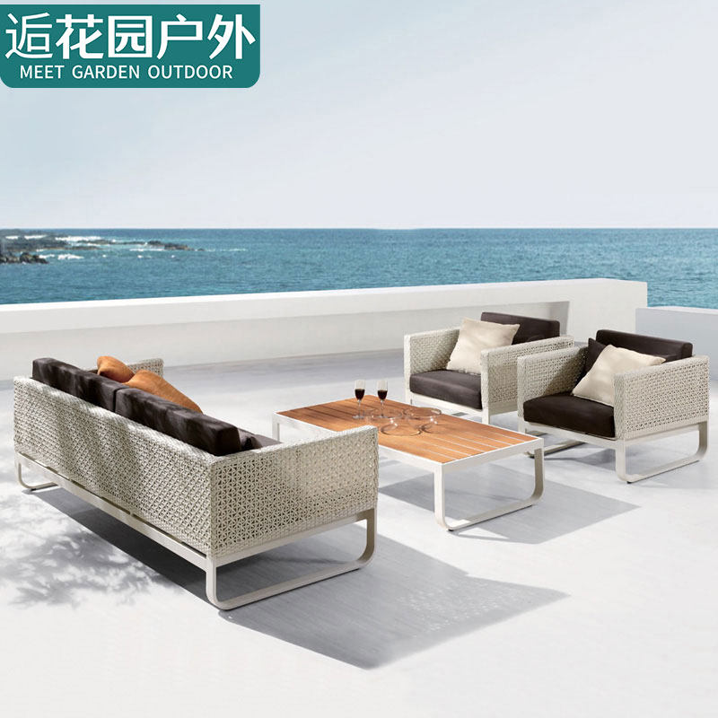 Nordic homestay balcony sofa courtyard garden outdoor hotel villa outdoor plastic wood sample house exhibition center card seat sofa