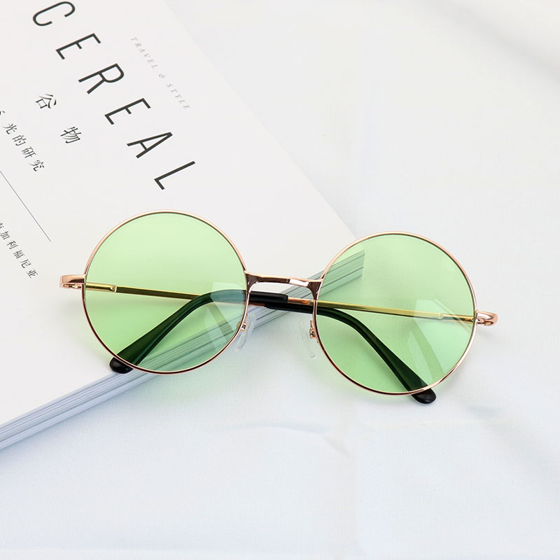 Green FilmArticle 5 Realization Sunglasses cos Sunglasses Round frame Sunglasses Retro The Republic of China personality Create Funny meaning circular Hip hop fashion