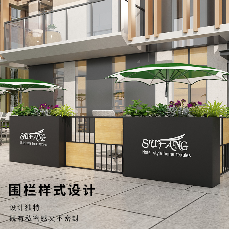 Outdoor flower case Flower altar fencing Outdoor Flower Groove Commercial Street Square Milk Tea Shop Outdoor Partition Flower Groove Iron Art Order