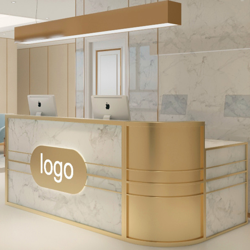 Beauty Salon Collection Silver Counter Brief Modern Clothing Shop Small Commercial Bar Counter Desk Table Company Front Desk Reception Desk