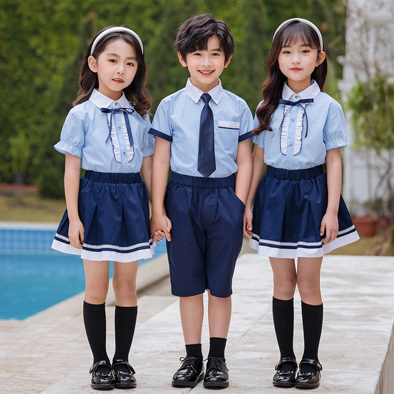 New kindergarten garden clothes summer clothes British style class clothes primary school students school uniforms sports suits children's graduation photo clothes