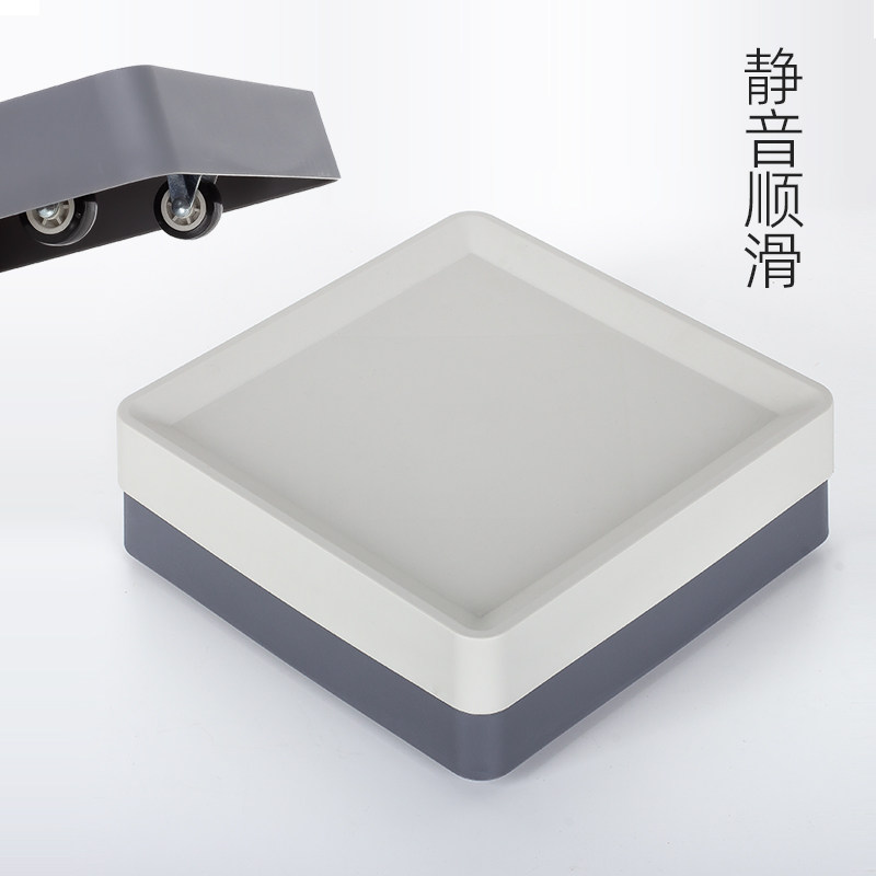Square mobile flower pot tray base with universal wheel flower plate drag roller pulley white plastic hidden invisible