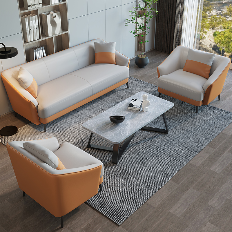 Office sofa simple reception area business reception three-person small apartment simple office sofa coffee table combination