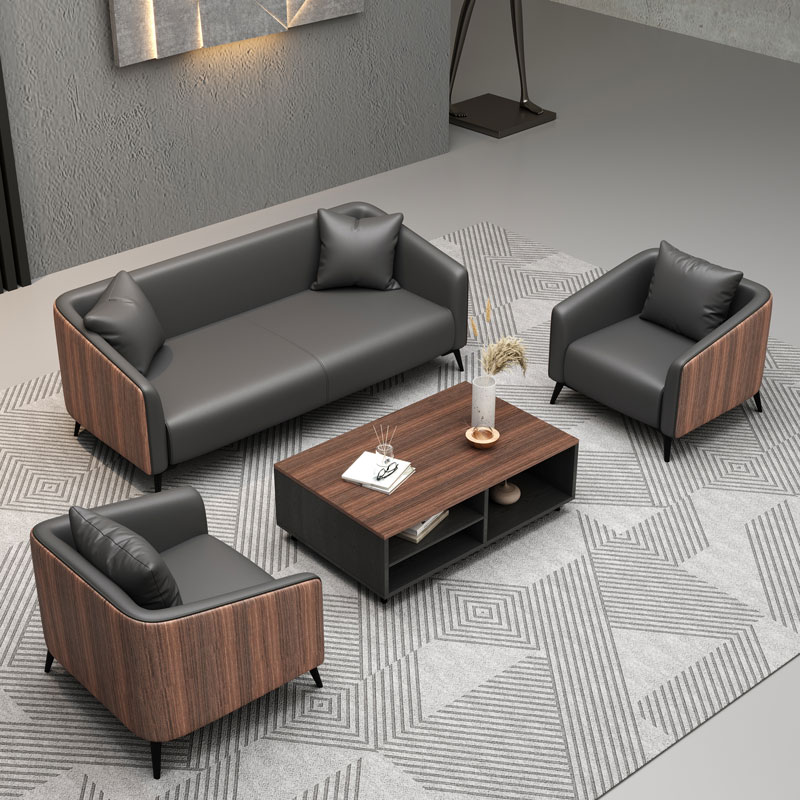 Office sofa minimal modern business guest triple to discuss reception luxury office sofa tea combination