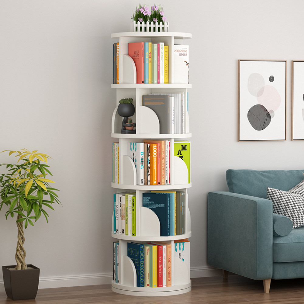 360-degree rotating bookshelf bookcase space-saving children's floor-to-ceiling picture book rack simple home student simple shelf