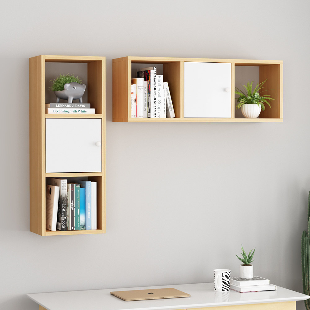 Wall-mounted children's bookshelf shelf wall-mounted TV cabinet free of punching living room decoration modern minimalist cabinet storage with door - Taobao
