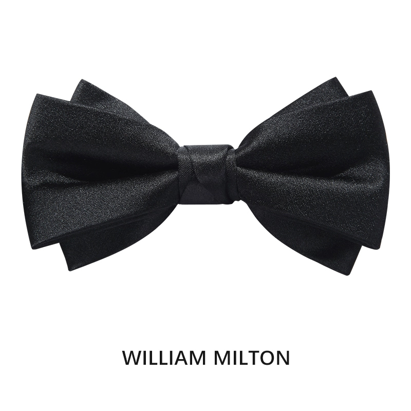 William Milton Men's Mulberry Silk Classic Double-Layer Smooth Formal Business Banquet Wedding Bow Tie Gift Box