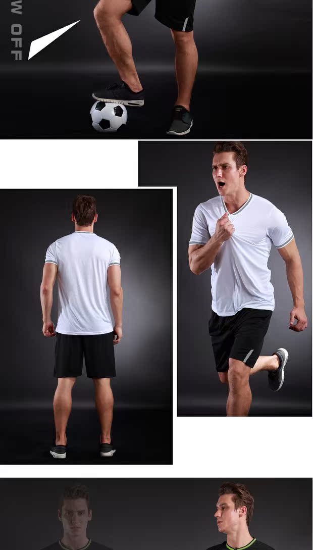 Quần áo thể thao nam mùa hè mỏng chạy thể dục quần áo ngắn tay năm điểm quần short nhanh khô quần áo thể thao mùa hè - Thể thao sau mẫu áo thể thao đẹp