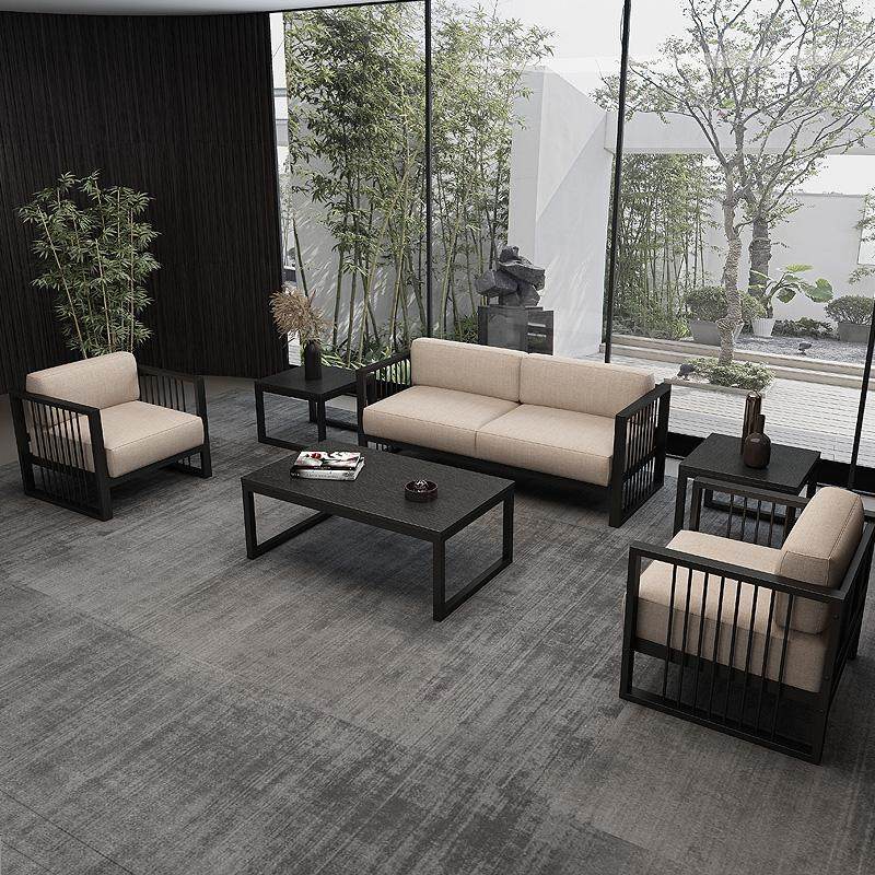 New Chinese Iron Art Sofa Combination Light Extravagant Office Clubhouse Mediastyle Sample House Display Center Table And Chairs Tea Table