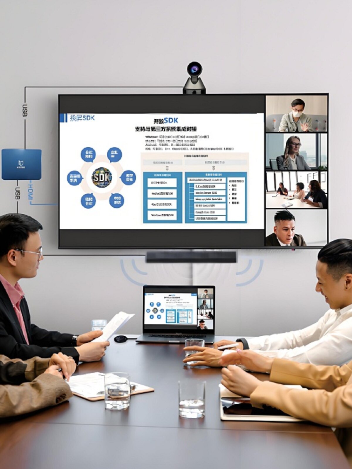 Qiji Wireless Screen Projector Mobile Phone Wireless Connection to Monitor Computer HDMI High-Definition Transmission 4K Conference Projector