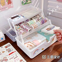 Portable Transparent Desktop Stationery Hand Ledger Ben Containing Box Fine Arts Tools Teenage Cardiology Biochemical Multilayer Containing Box Tide
