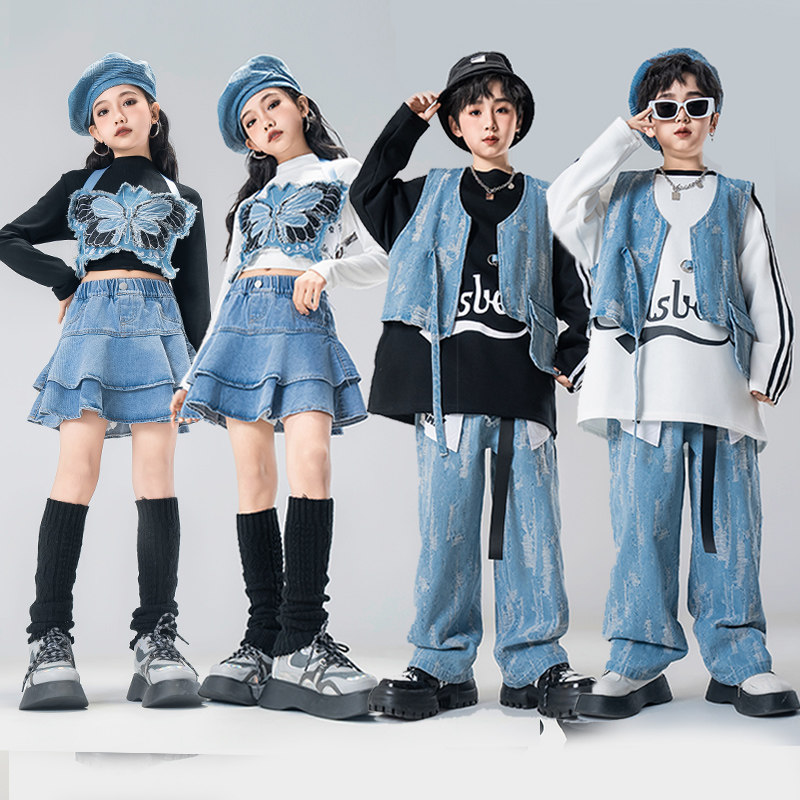 Street dance Children's Chaoyu Autumn Winter Boy Hip Hop Costumes Jazz Dance Girl Clothing Sweet Cool Little Kid Hiphop Walk Show-Taobao
